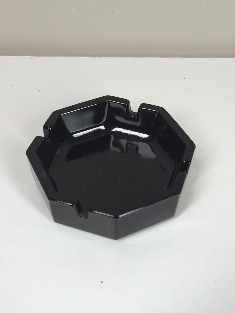 Octime Arcoroc France Black Glass Ashtray Vintage 80s